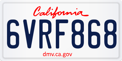 CA license plate 6VRF868