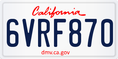 CA license plate 6VRF870