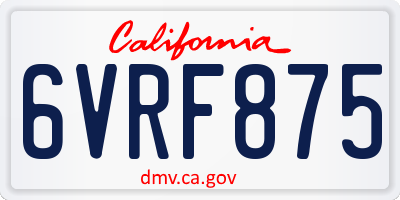 CA license plate 6VRF875