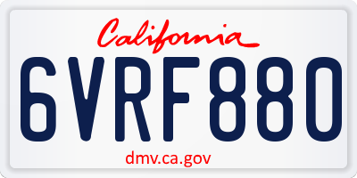 CA license plate 6VRF880
