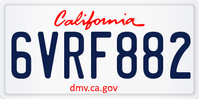 CA license plate 6VRF882