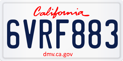 CA license plate 6VRF883