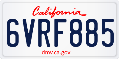 CA license plate 6VRF885