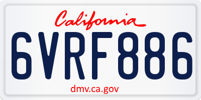 CA license plate 6VRF886