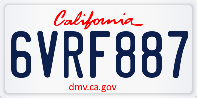CA license plate 6VRF887