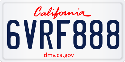 CA license plate 6VRF888