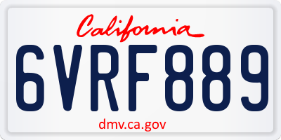 CA license plate 6VRF889