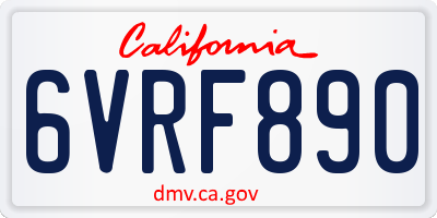 CA license plate 6VRF890