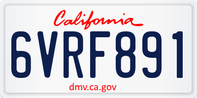 CA license plate 6VRF891