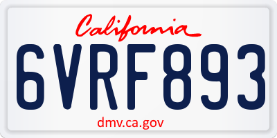 CA license plate 6VRF893