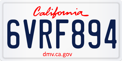 CA license plate 6VRF894