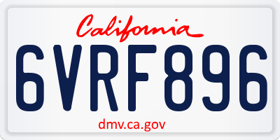 CA license plate 6VRF896