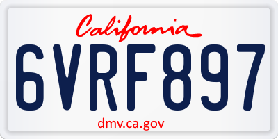 CA license plate 6VRF897