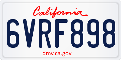 CA license plate 6VRF898