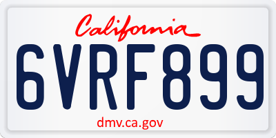 CA license plate 6VRF899