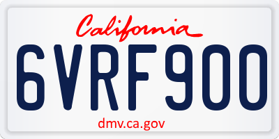 CA license plate 6VRF900