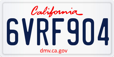 CA license plate 6VRF904