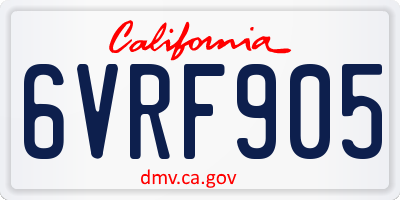 CA license plate 6VRF905