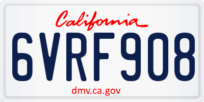 CA license plate 6VRF908