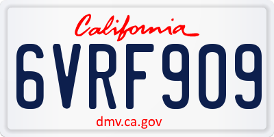 CA license plate 6VRF909