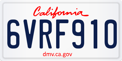 CA license plate 6VRF910