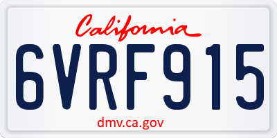 CA license plate 6VRF915