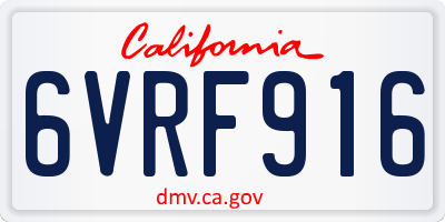 CA license plate 6VRF916