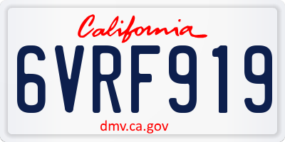 CA license plate 6VRF919