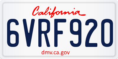 CA license plate 6VRF920