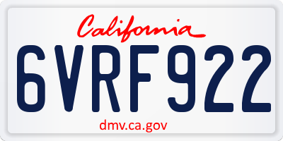 CA license plate 6VRF922