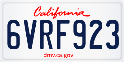 CA license plate 6VRF923