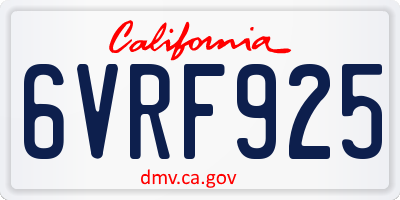 CA license plate 6VRF925
