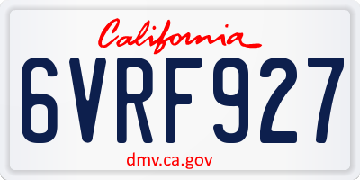 CA license plate 6VRF927