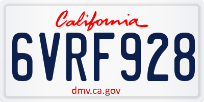 CA license plate 6VRF928