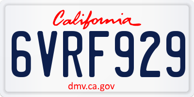 CA license plate 6VRF929