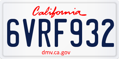 CA license plate 6VRF932