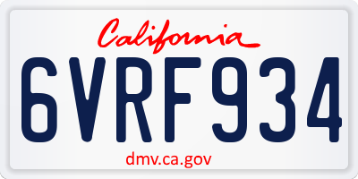 CA license plate 6VRF934
