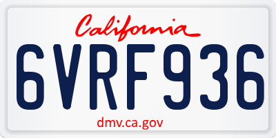 CA license plate 6VRF936