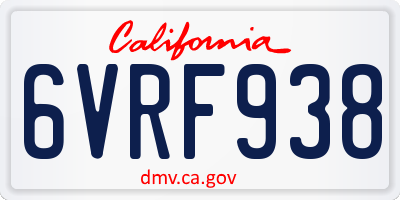 CA license plate 6VRF938
