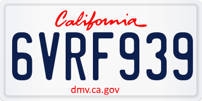 CA license plate 6VRF939