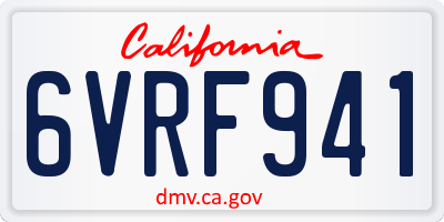 CA license plate 6VRF941
