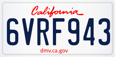 CA license plate 6VRF943