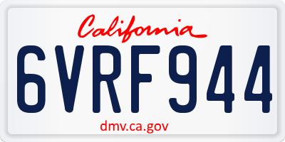 CA license plate 6VRF944