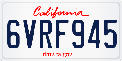 CA license plate 6VRF945