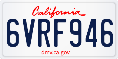 CA license plate 6VRF946