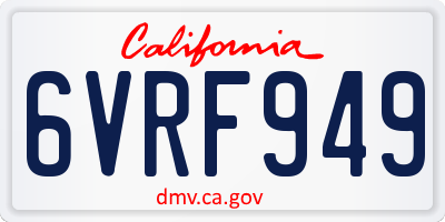 CA license plate 6VRF949