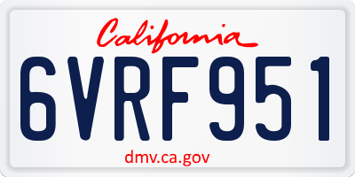 CA license plate 6VRF951