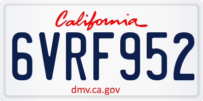 CA license plate 6VRF952