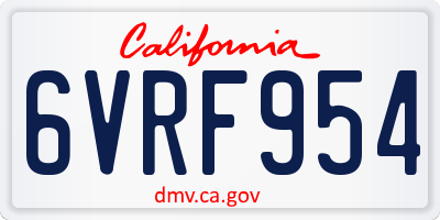 CA license plate 6VRF954
