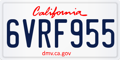 CA license plate 6VRF955